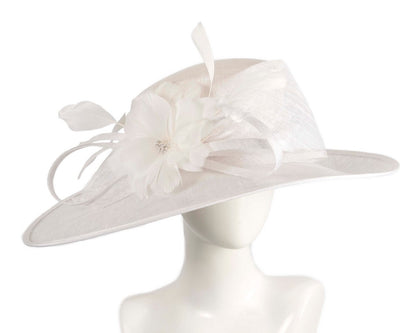 Wide brim white ladies fashion hat by Max Alexander-0