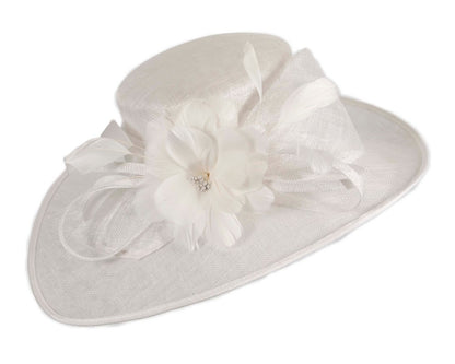 Wide brim white ladies fashion hat by Max Alexander-1