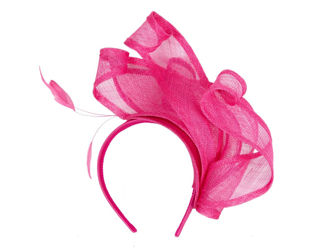Large fuchsia sinamay fascinator MA931-3