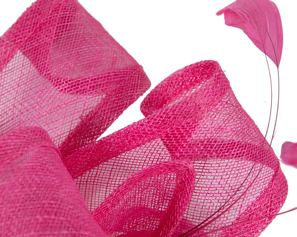 Large fuchsia sinamay fascinator MA931-2