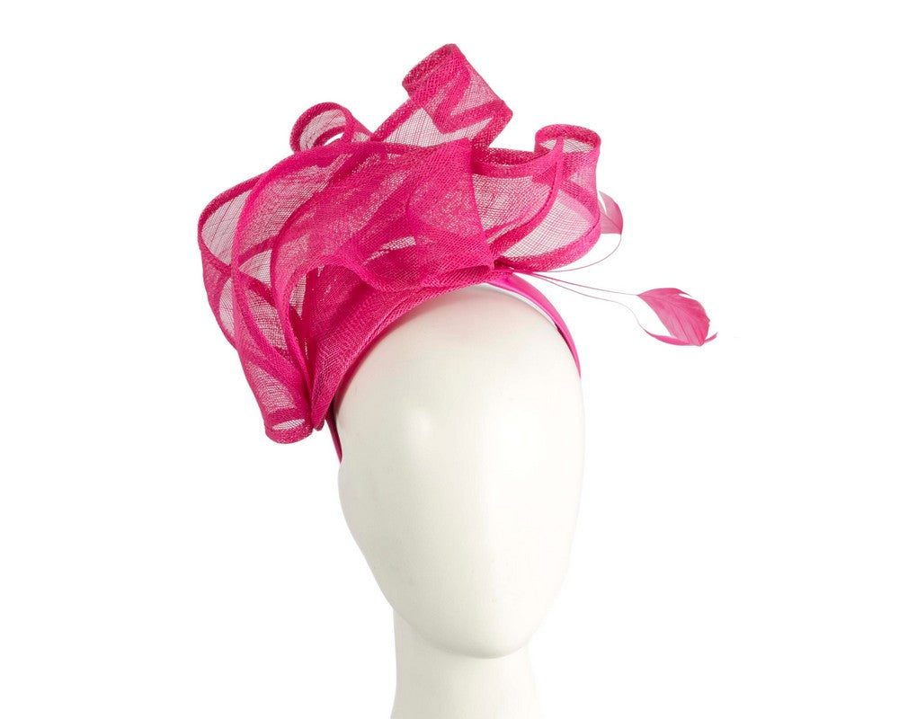 Large fuchsia sinamay fascinator MA931-0