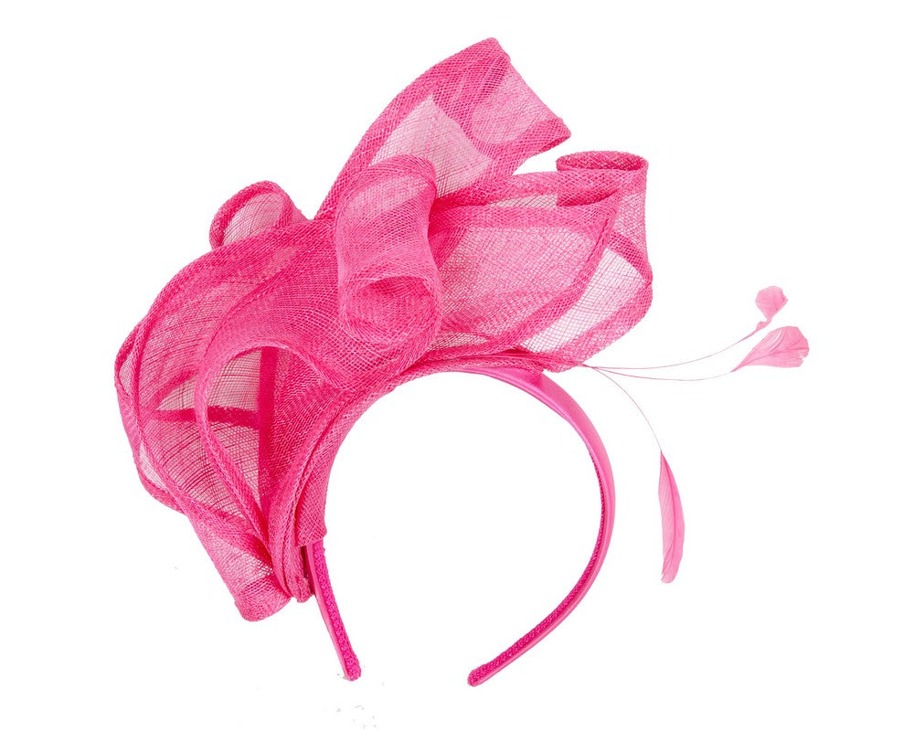 Large fuchsia sinamay fascinator MA931-1