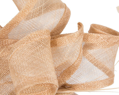 Large nude sinamay fascinator MA931