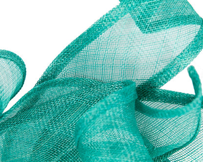 Large teal green sinamay fascinator MA931