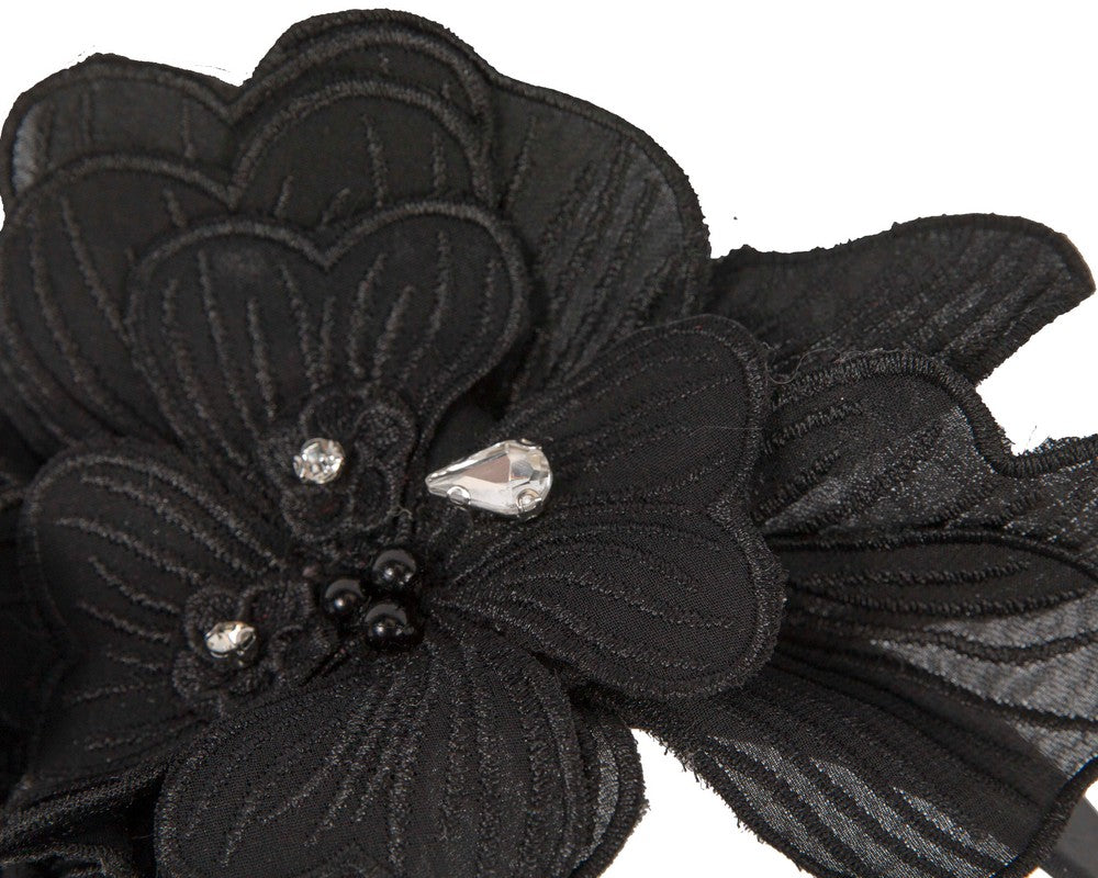Black lace flower fasinator-2