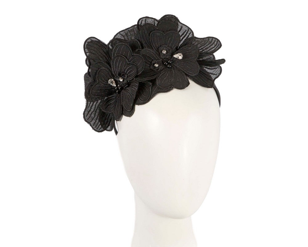 Black lace flower fasinator-0