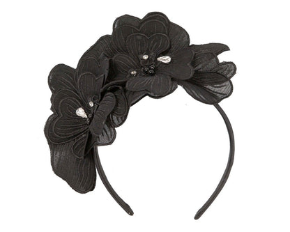 Black lace flower fasinator-1