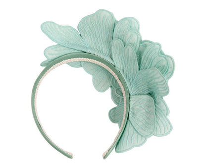Mint green lace flower fasinator