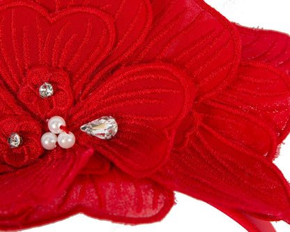 Red lace flower fasinator-2