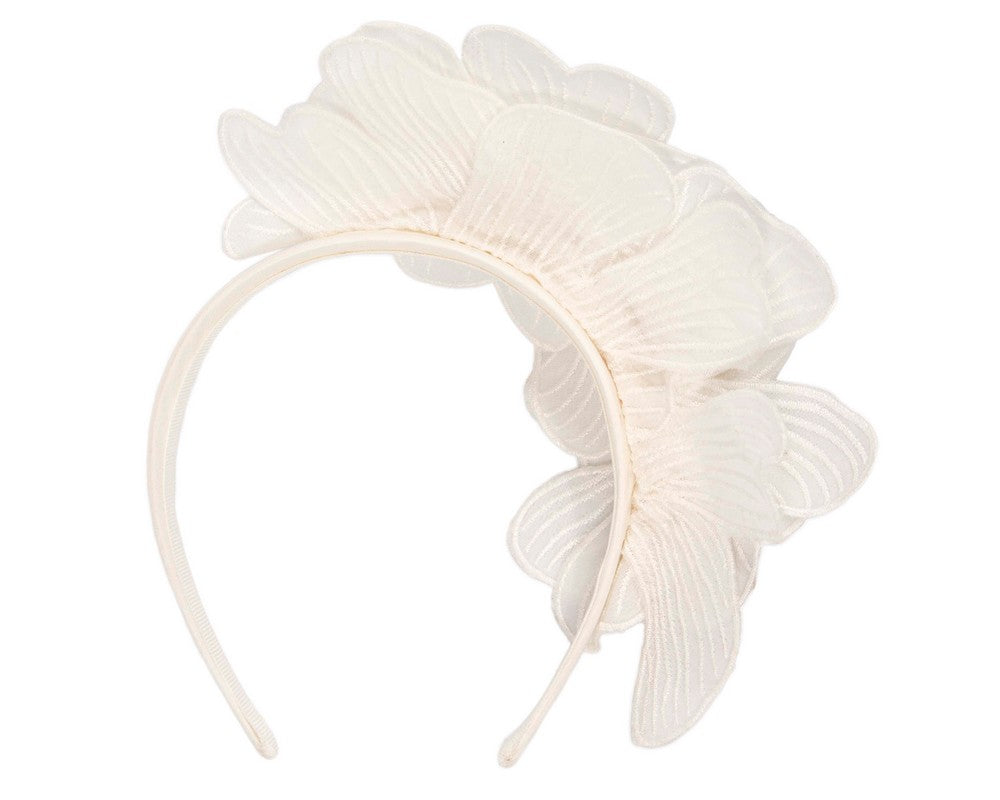 White lace flower fasinator-3