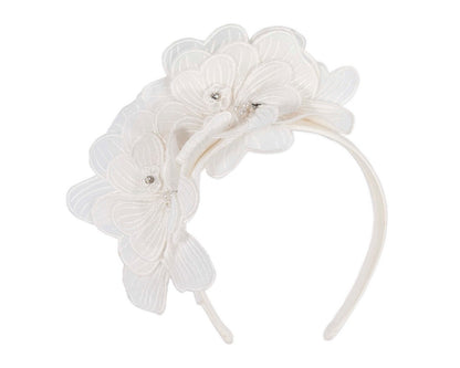 White lace flower fasinator-1