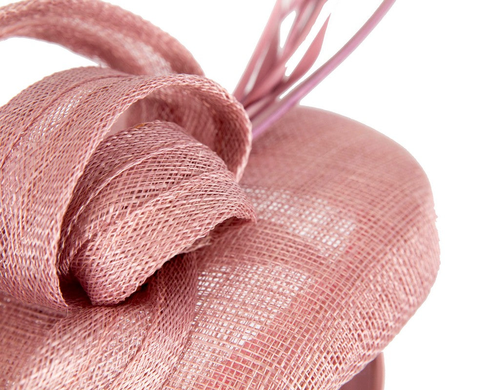 Dusty pink sinamay pillbox fascinator by Max Alexander-4