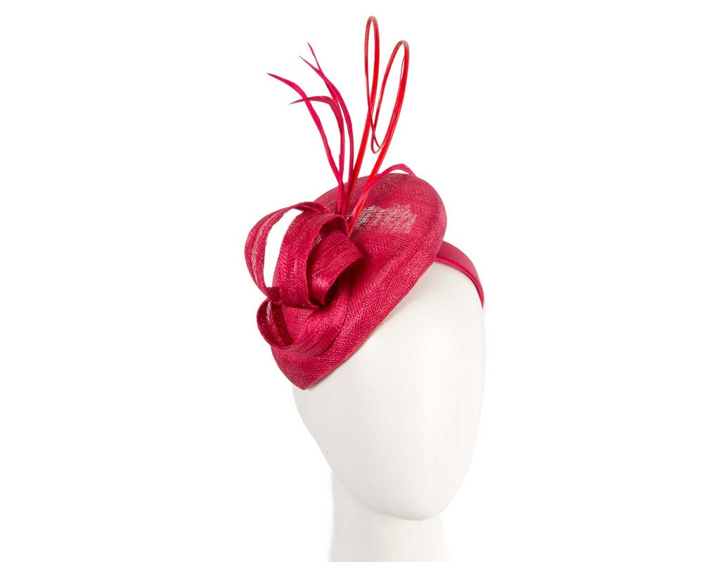 Red sinamay pillbox fascinator by Max Alexander-0