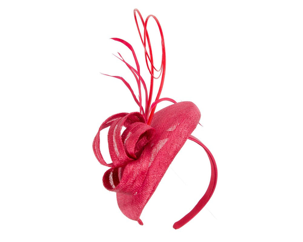 Red sinamay pillbox fascinator by Max Alexander-1