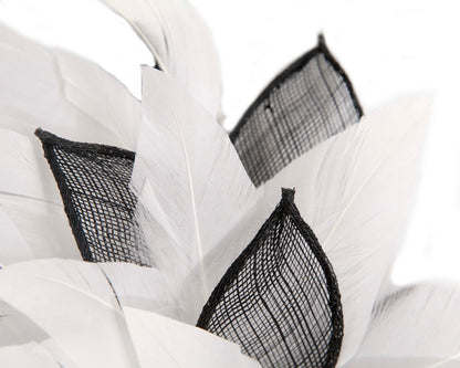 Black & White feathers flower fascinator by Max Alexander