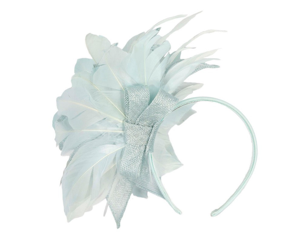 Light blue feathers flower fascinator by Max Alexander-3