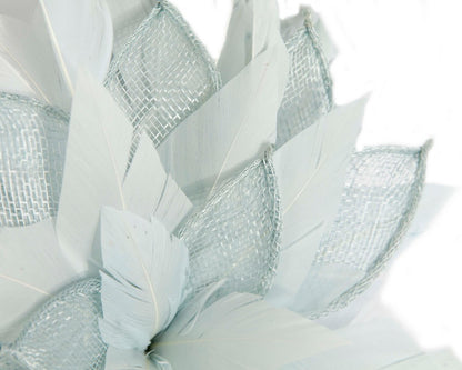 Light blue feathers flower fascinator by Max Alexander-2