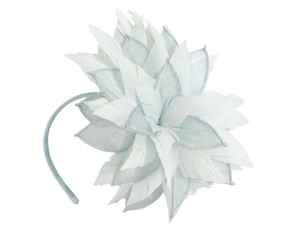 Light blue feathers flower fascinator by Max Alexander-1