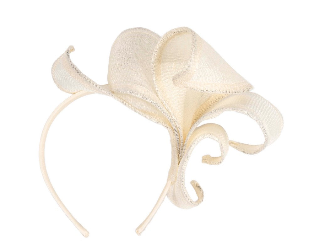 Cream sinamay flames racing fascinator by Max Alexander-3