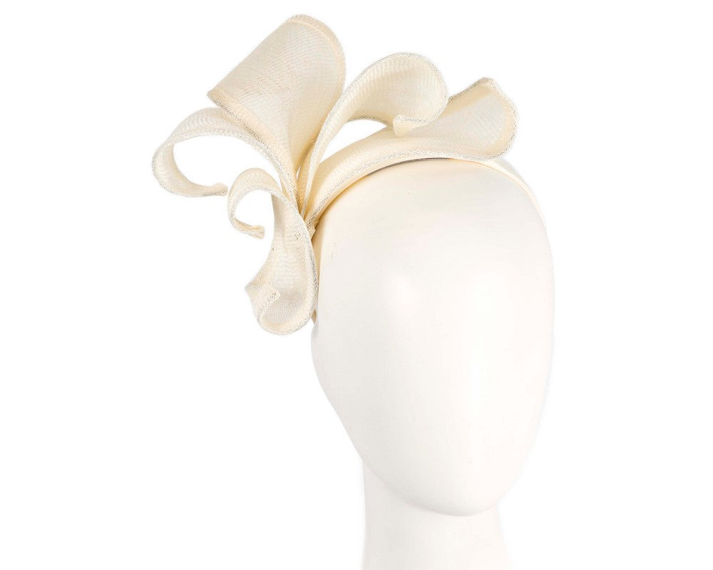 Cream sinamay flames racing fascinator by Max Alexander-0