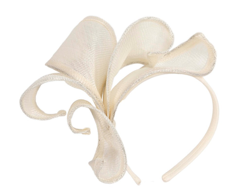 Cream sinamay flames racing fascinator by Max Alexander-1