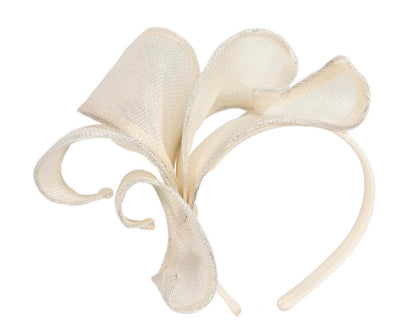 Cream sinamay flames racing fascinator by Max Alexander-1