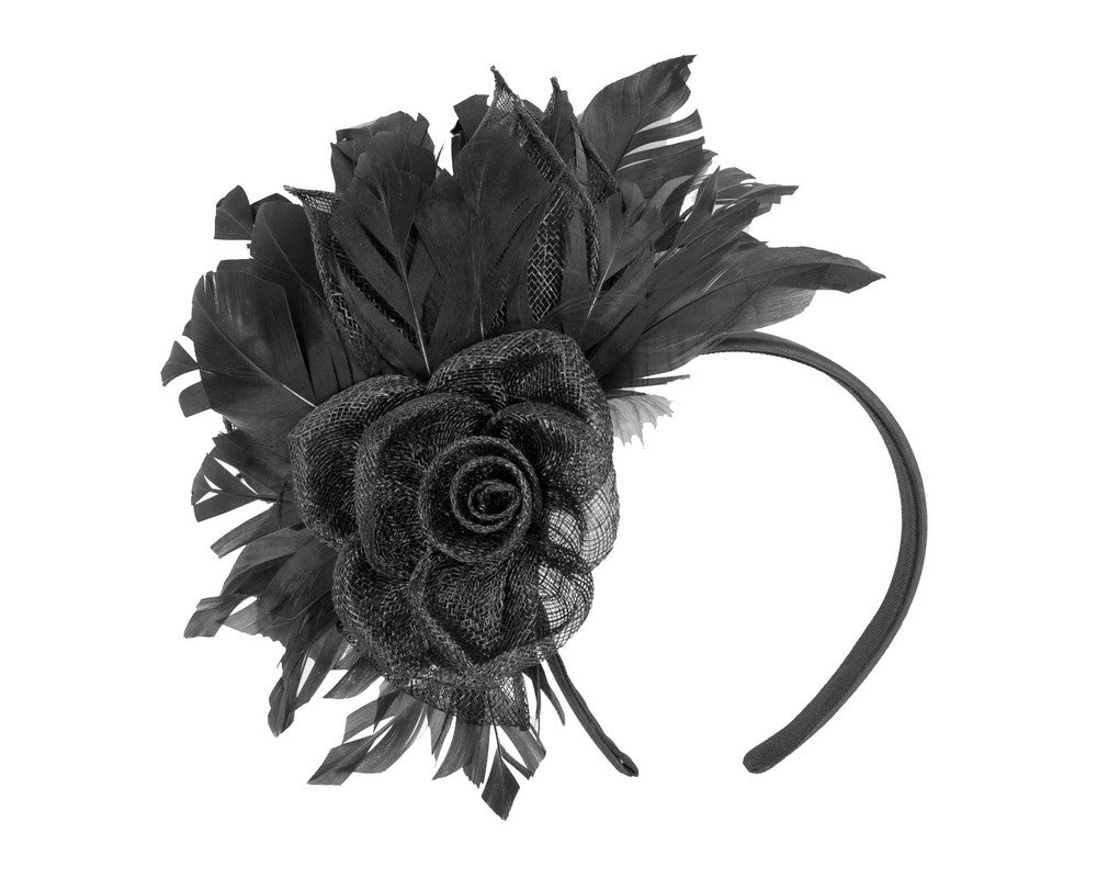 Black feather fascinator by Max Alexander-1