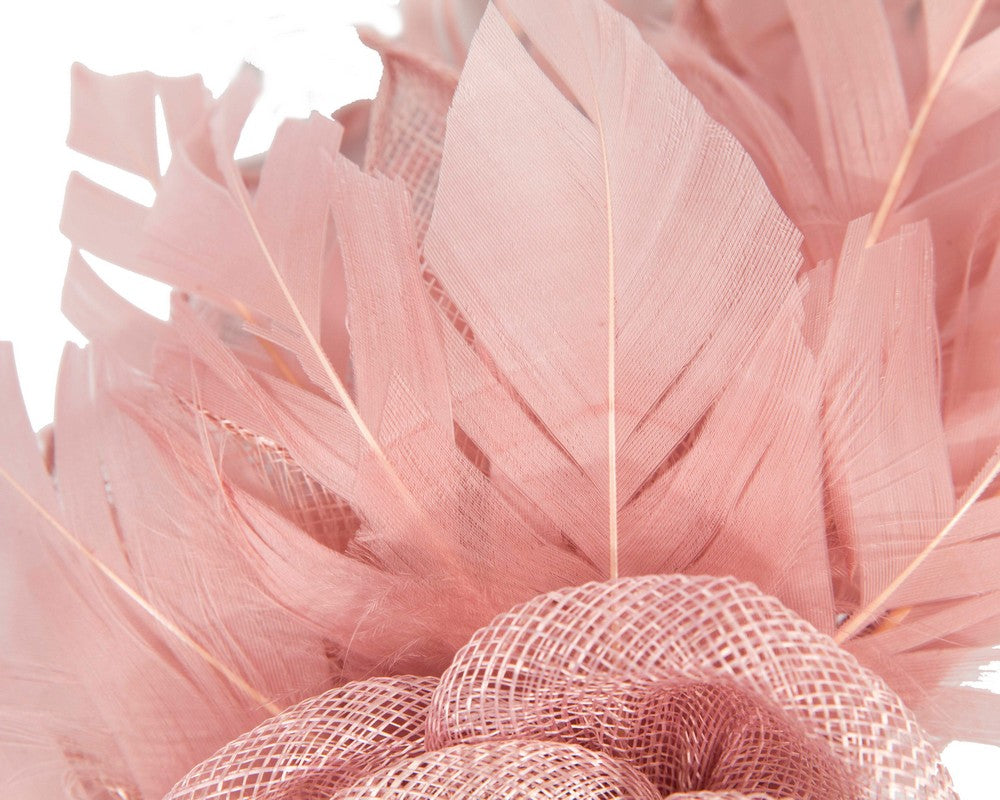 Dusty Pink feather fascinator by Max Alexander-2