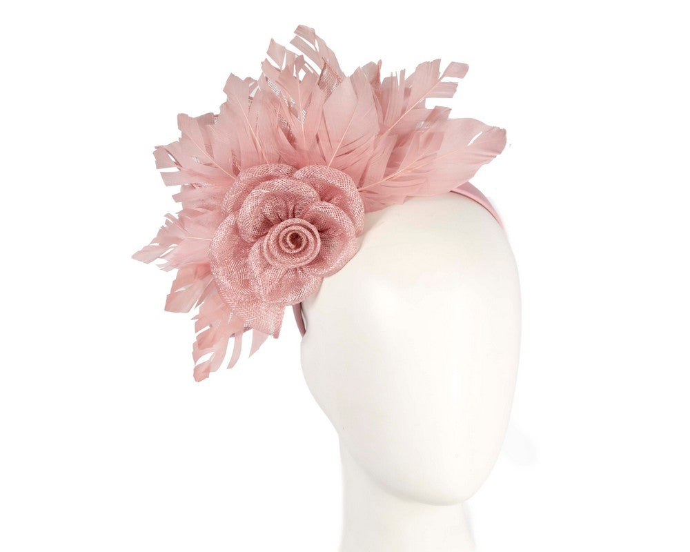 Dusty Pink feather fascinator by Max Alexander-0
