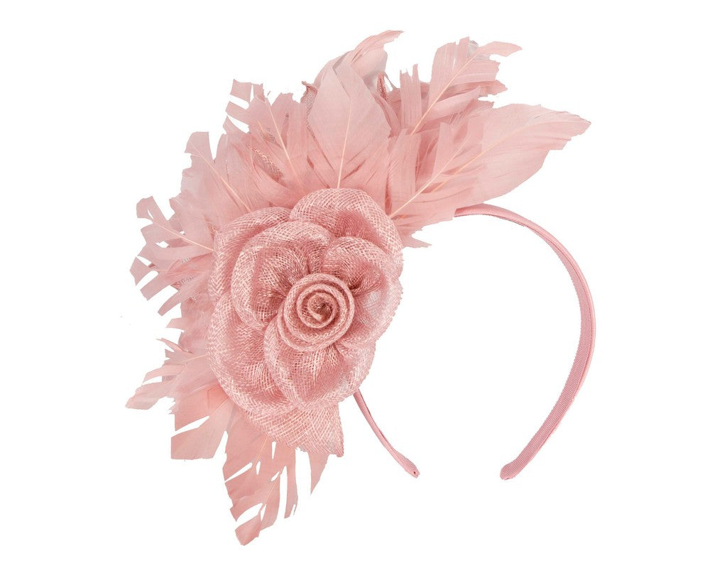 Dusty Pink feather fascinator by Max Alexander-1