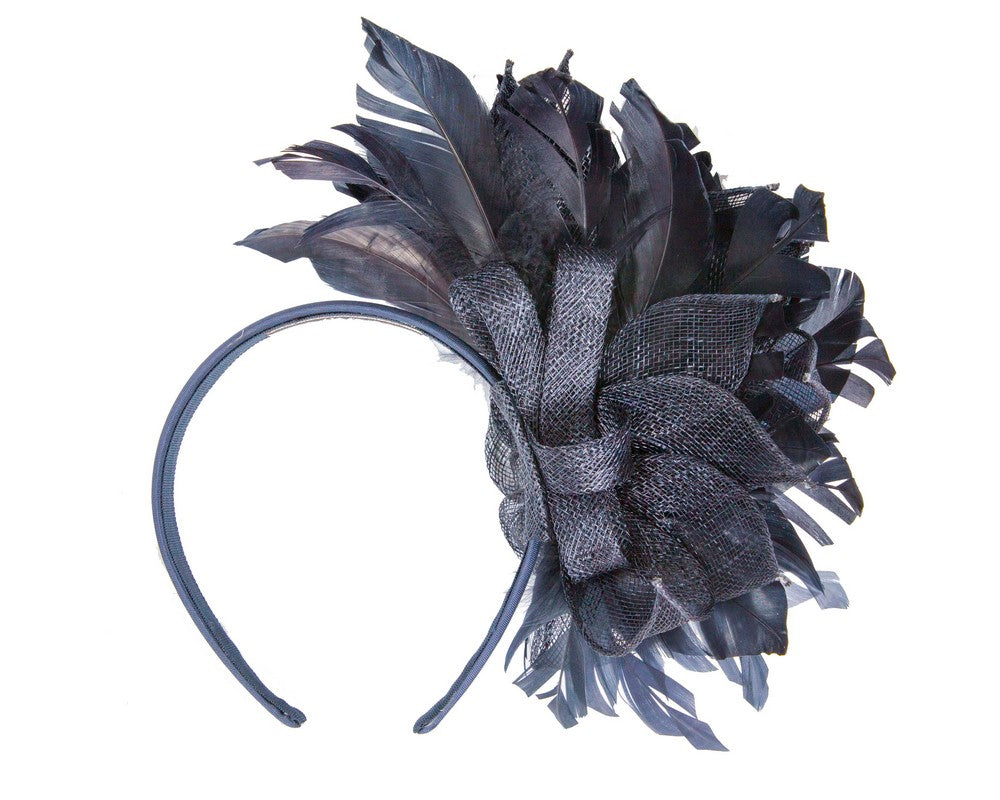 Navy feather fascinator by Max Alexander-3
