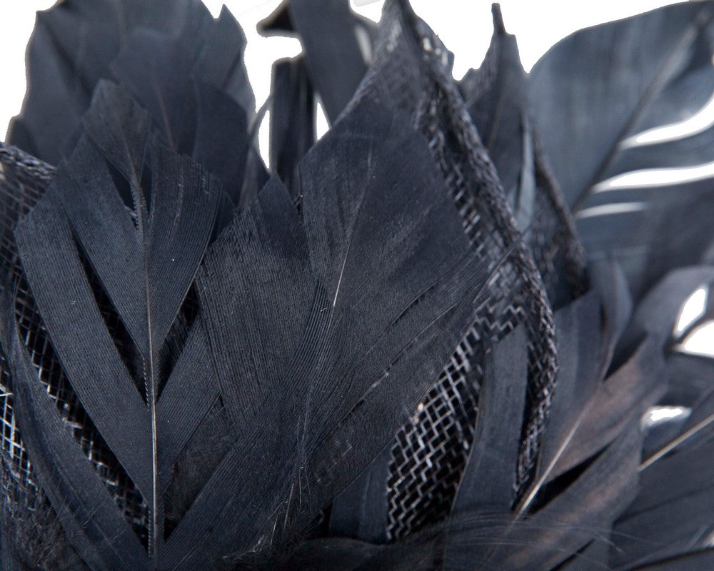 Navy feather fascinator by Max Alexander-2