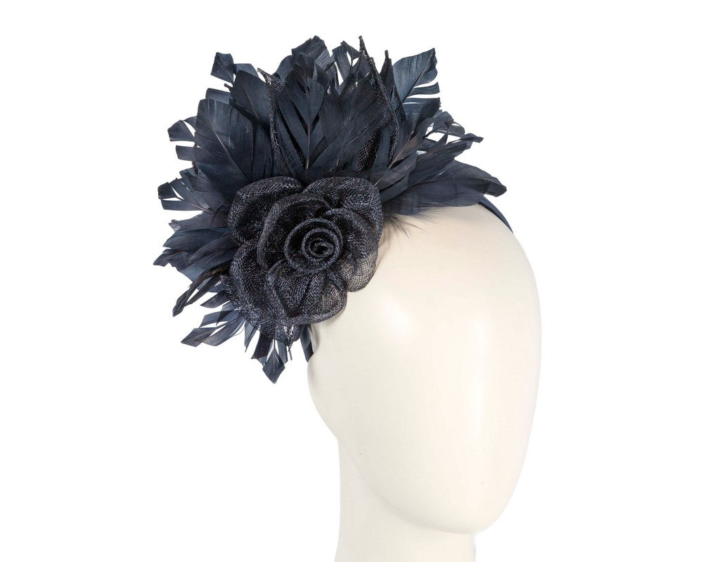 Navy feather fascinator by Max Alexander-0