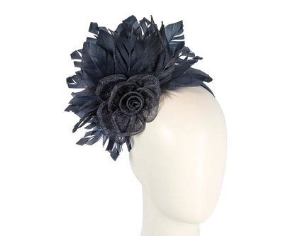 Navy feather fascinator by Max Alexander-0