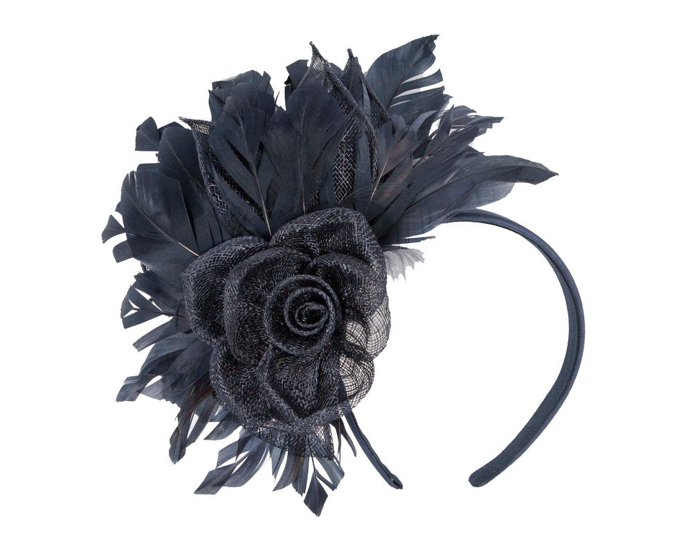 Navy feather fascinator by Max Alexander-1