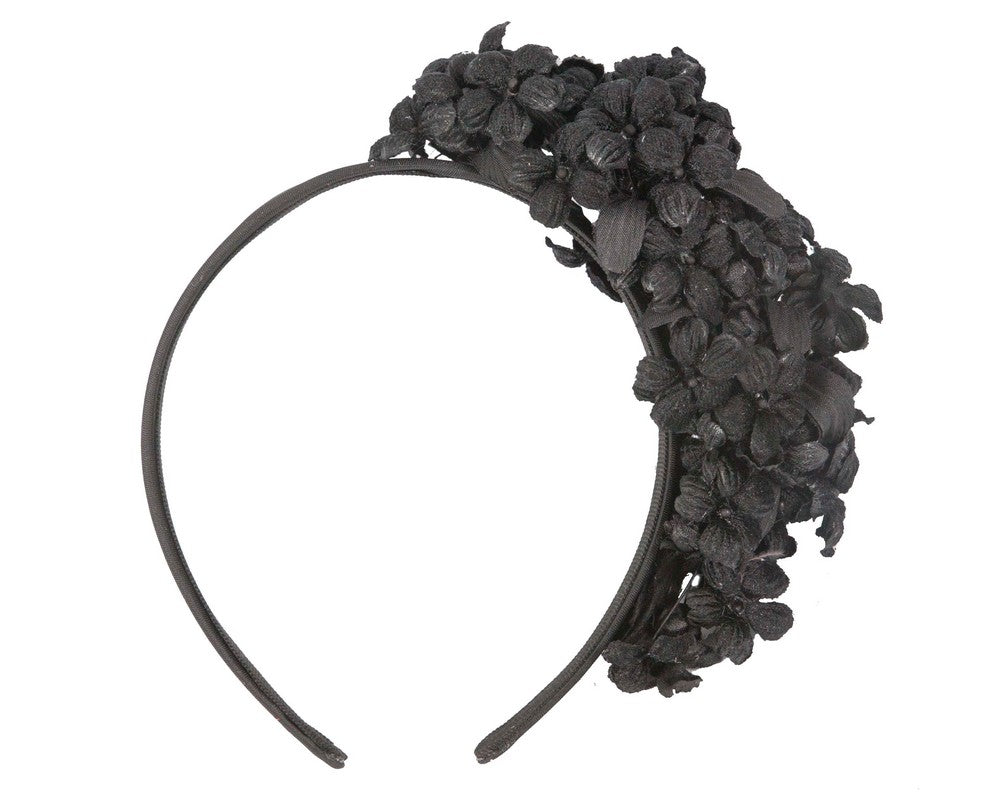 Black flower fascinator headband