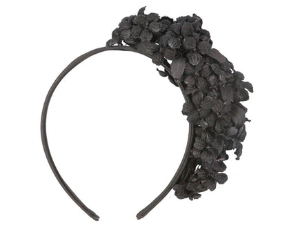 Black flower fascinator headband