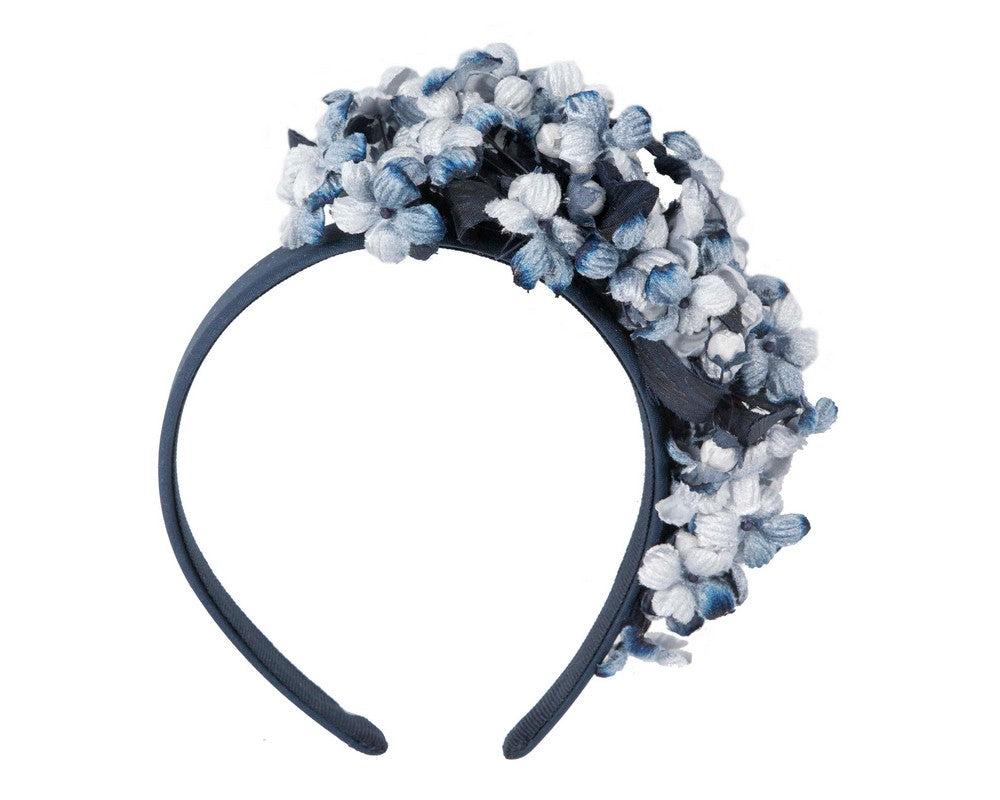 Blue flower fascinator headband-3