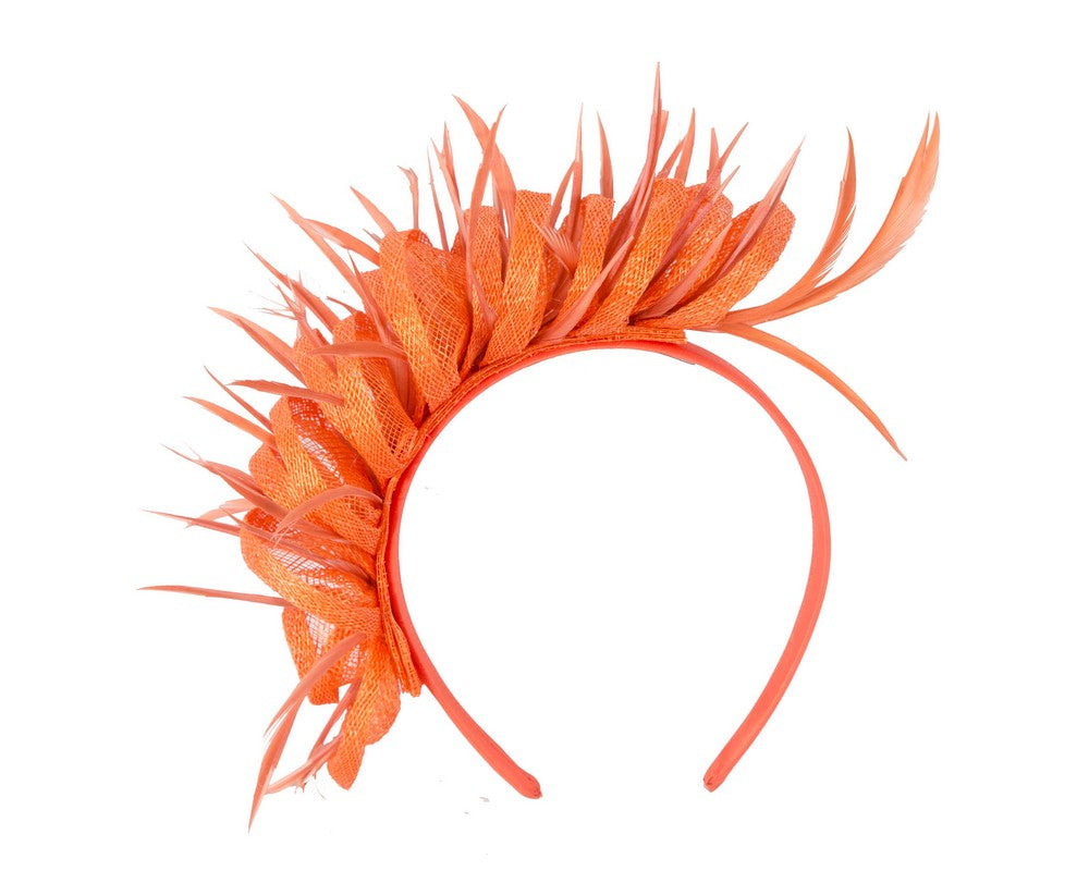 Max Alexander orange sinamay & feathers fascinator-3