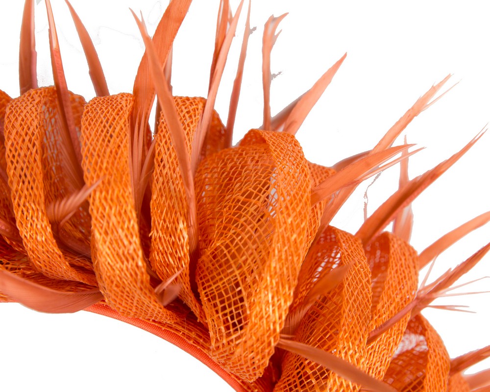 Max Alexander orange sinamay & feathers fascinator-2