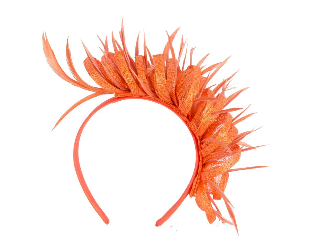 Max Alexander orange sinamay & feathers fascinator-1