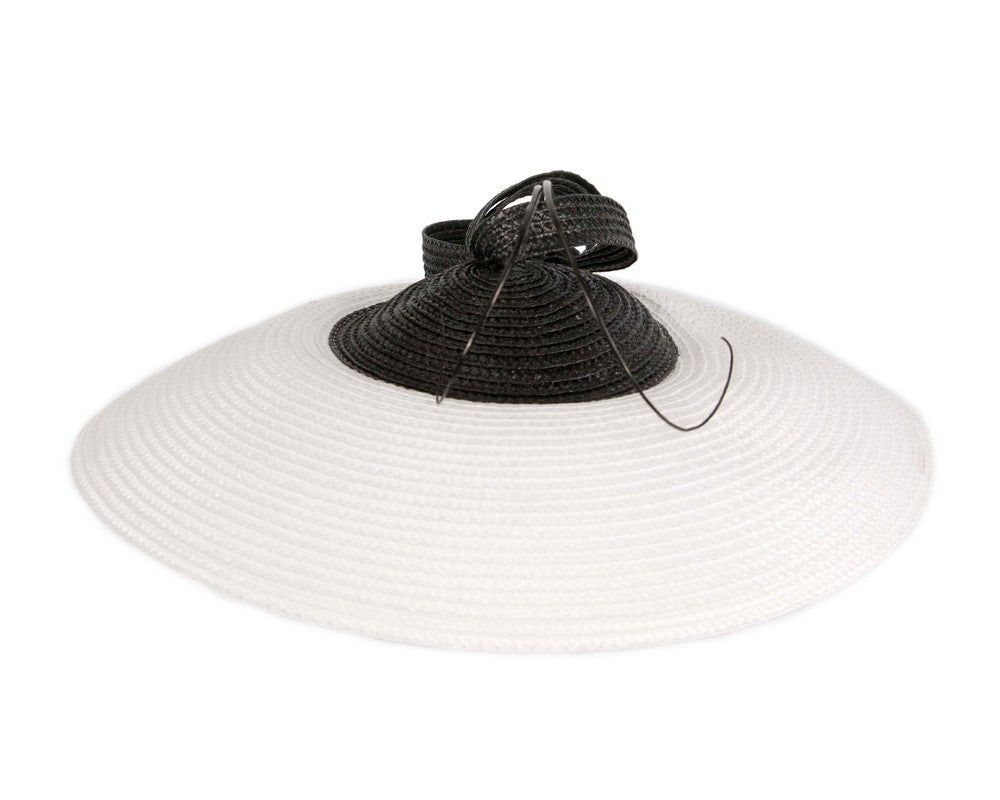 White & black "saucer" fascinator hat by Max Alexander