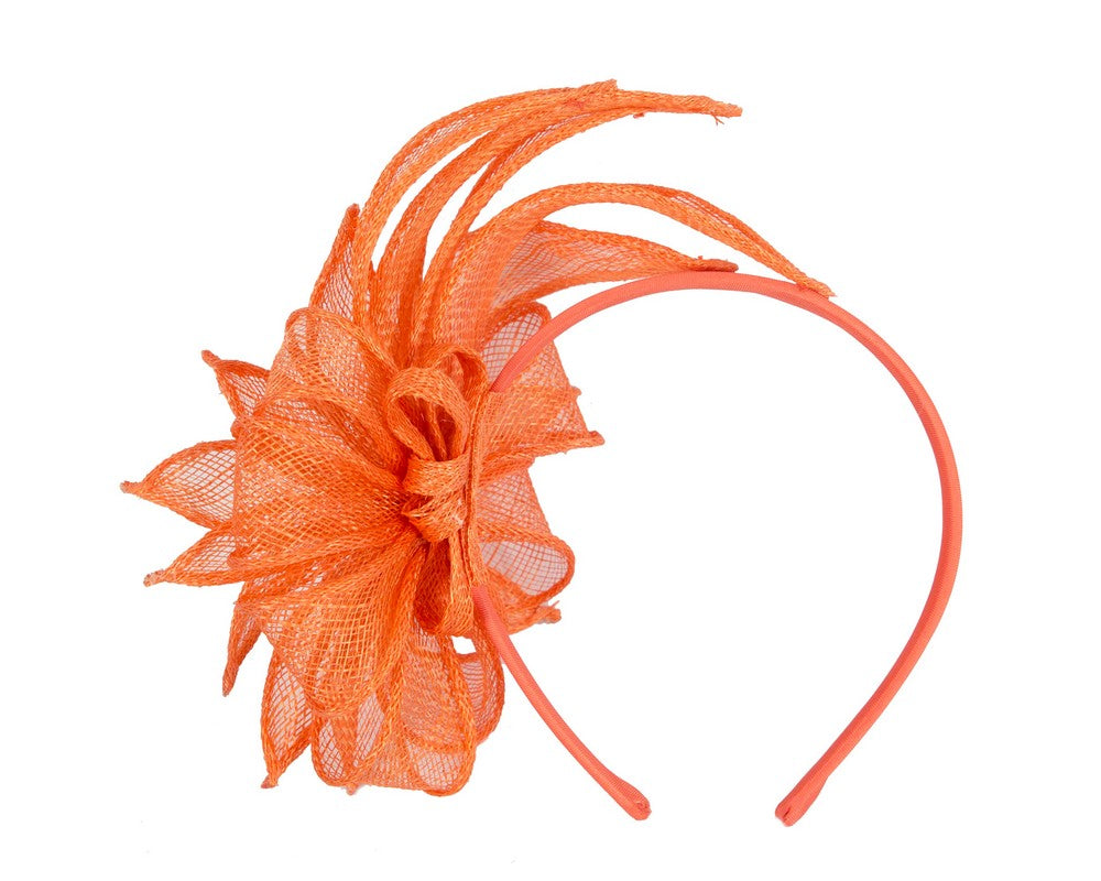 Orange sinamay flower fascinator by Max Alexander-3