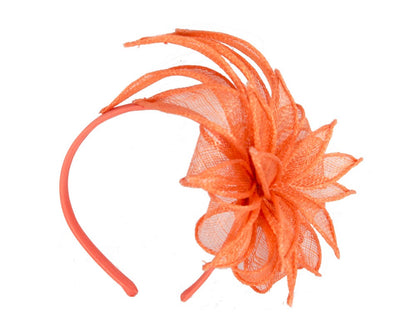 Orange sinamay flower fascinator by Max Alexander-1
