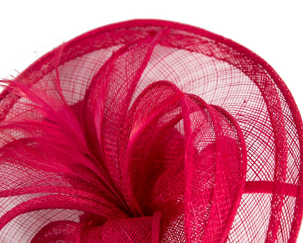 Red sinamay racing fascinator by Max Alexander-2