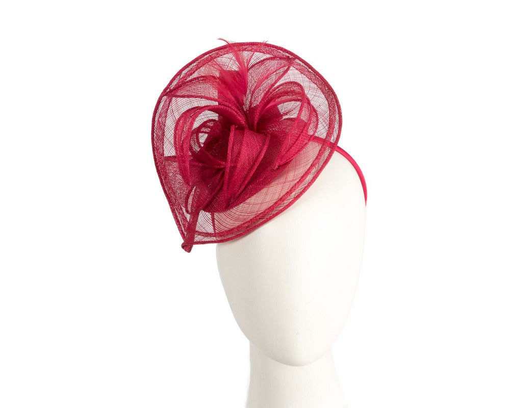 Red sinamay racing fascinator by Max Alexander-0