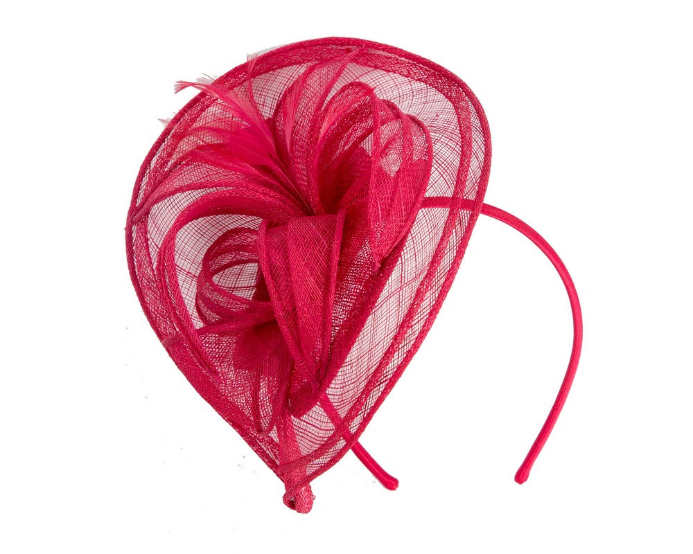 Red sinamay racing fascinator by Max Alexander-1