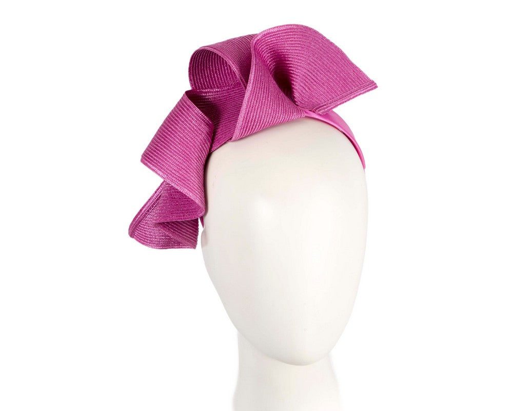 Large fuchsia wave racing fascinator by Max Alexander-0