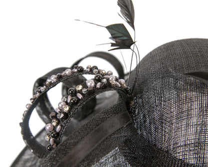 Large black sinamay fashion hat