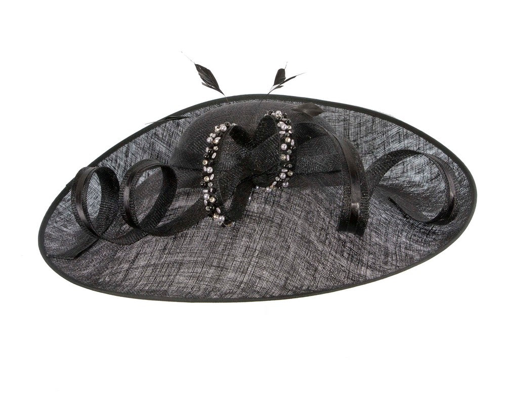 Large black sinamay fashion hat
